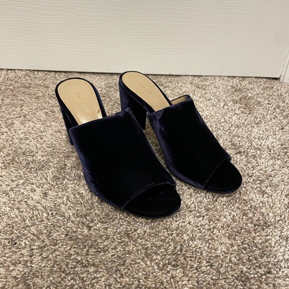 Ann Taylor Hayden Blue Velvet Heeled Mules in Night Sky Size 7 - Picture 2 of 6
